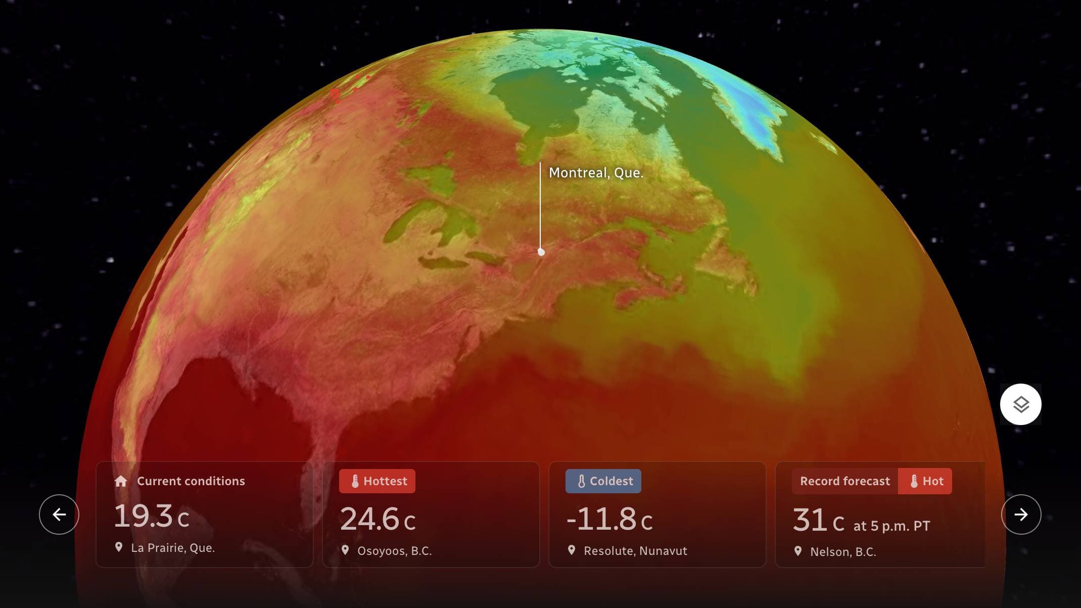The earth seen from space.